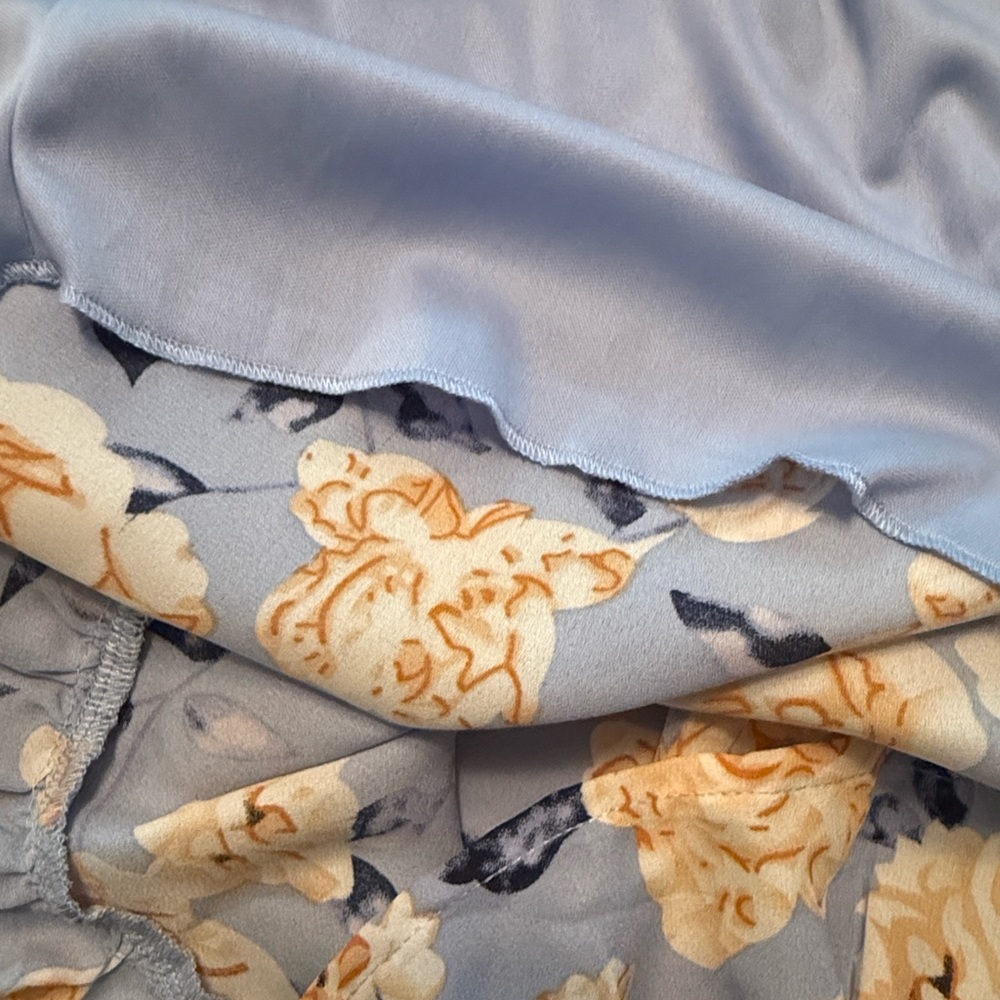 Mi Ami Women's Blue Yellow Floral Wrap Hi Low Midi Dress Size M - Picture 11 of 14